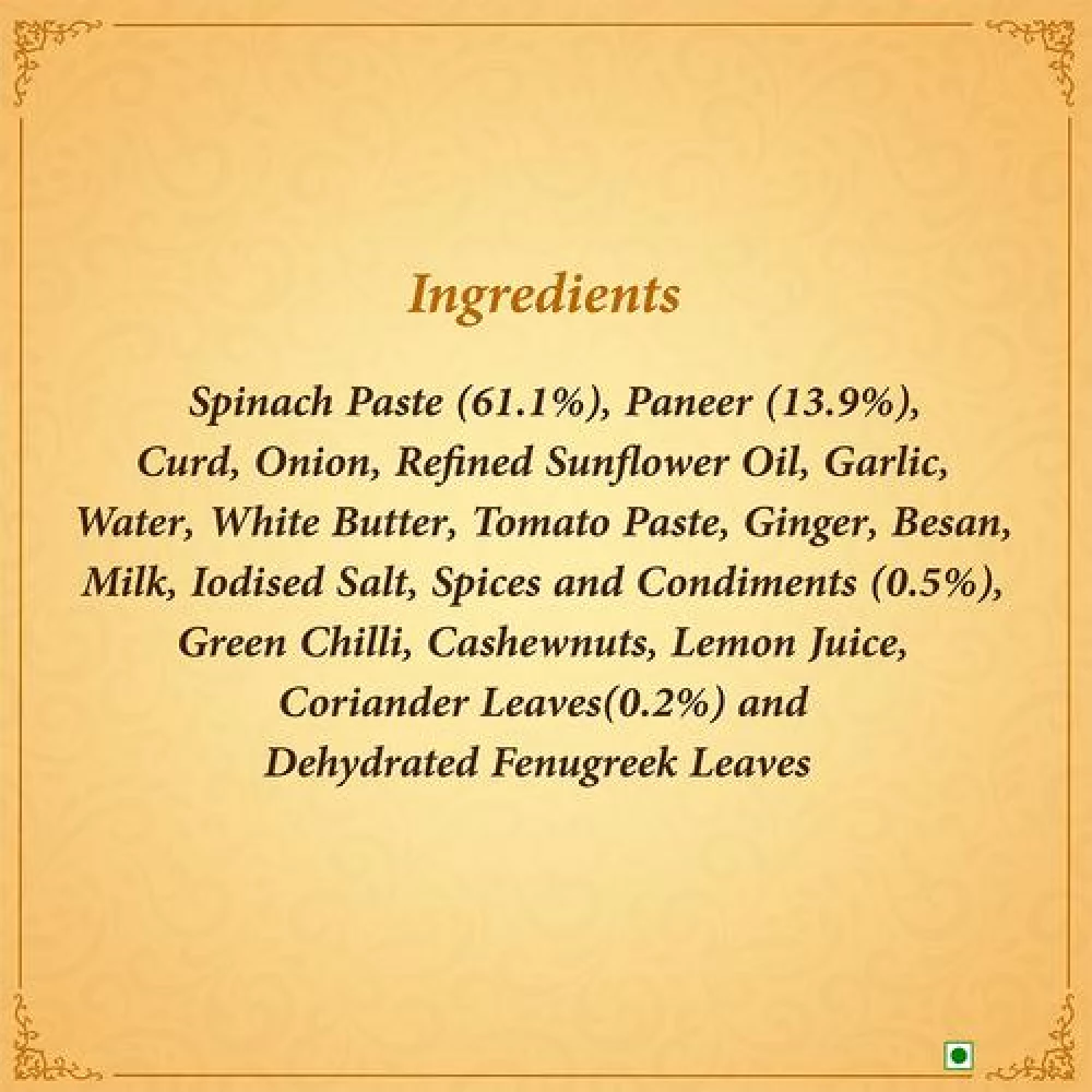 Kitchens Of India Palak Paneer - Ready To Eat Indian Dish, 285 g Carton-4.webp